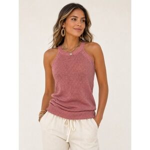 Loft Outlet Rose Pink Knit Halter Sweater Tank Top High Neck Small